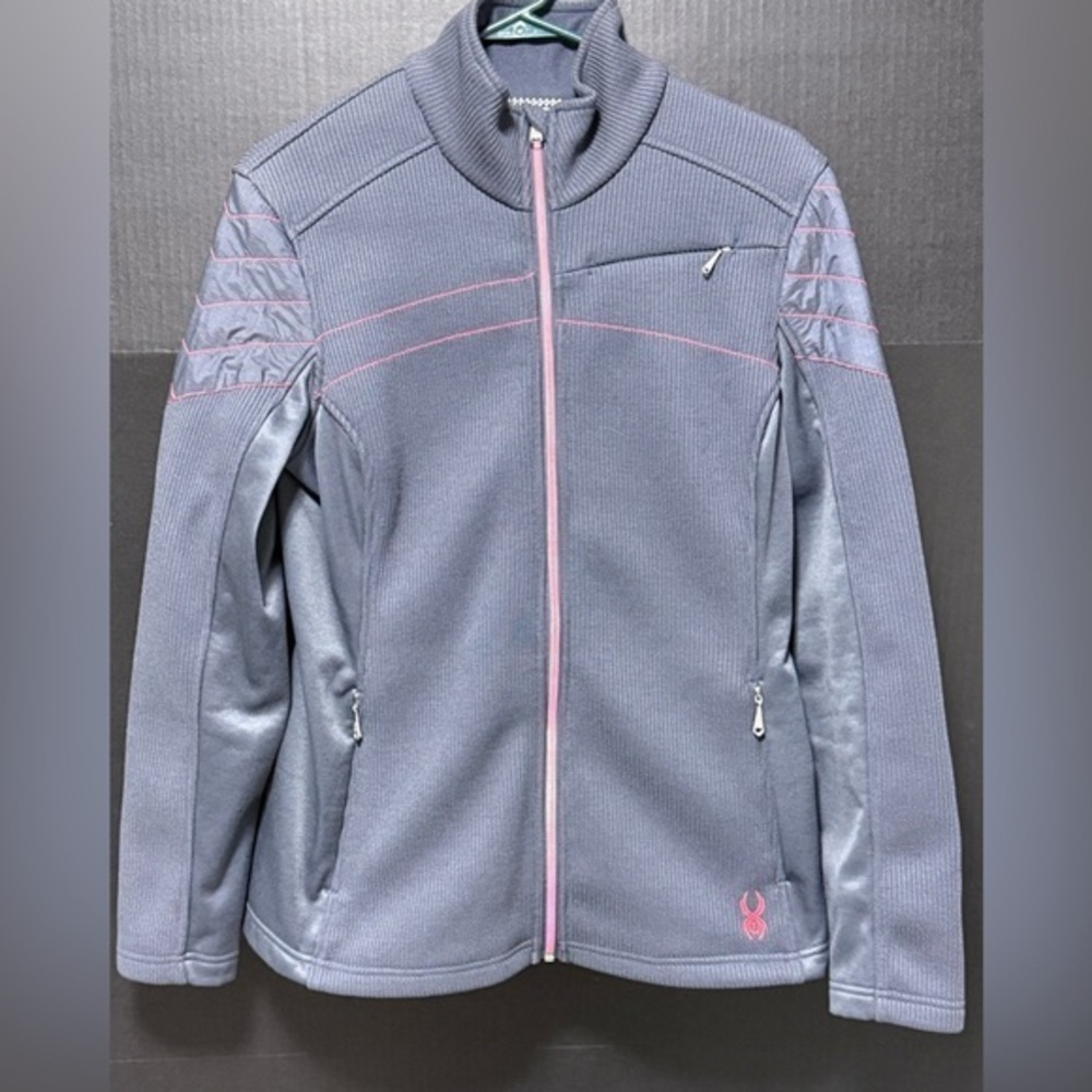 ⛵️Spyder Full Zip Gray Waffle Knit Core Sweater Fleece Lined